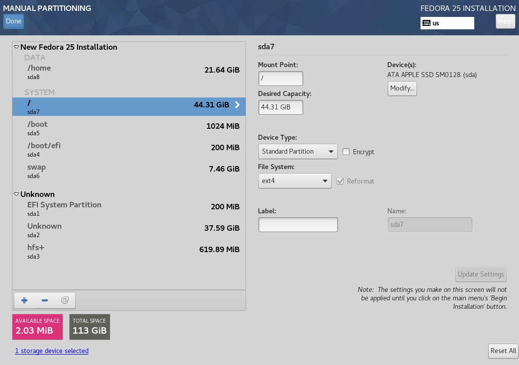 Macbook Air auto partitioning