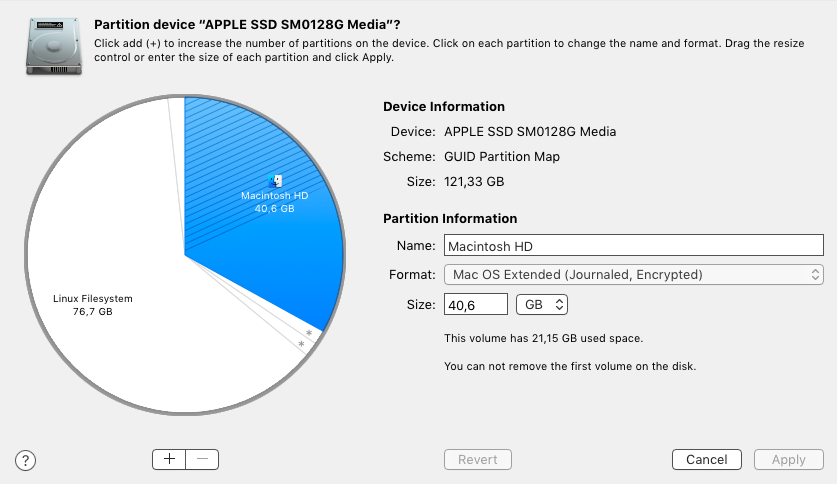 Macbook Air Linux partitions